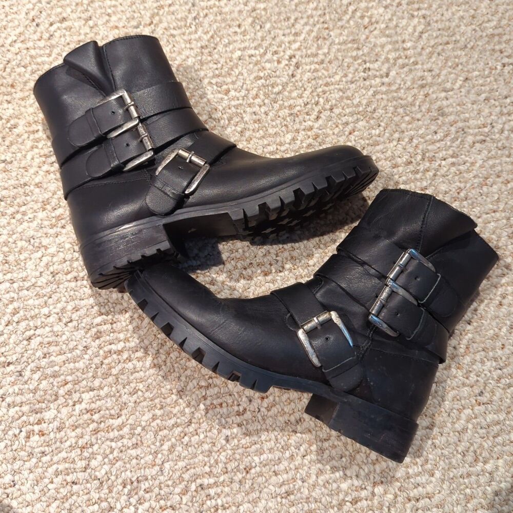 Steve Madden Black Leather Moto Boots